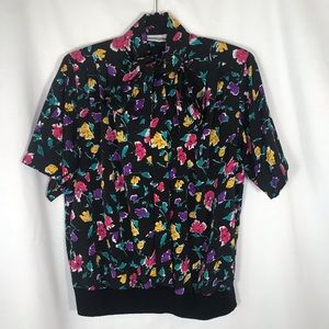 Retro Alfred Dunner 80s 90s Ascot Tie Neck Blouse